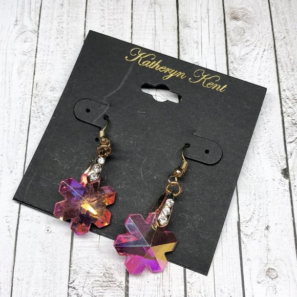 Katheryn Kent Jewelry - NWT Katheryn Kent Colorful Mirrored Gemstone Studded Gold Tone Drop Earrings